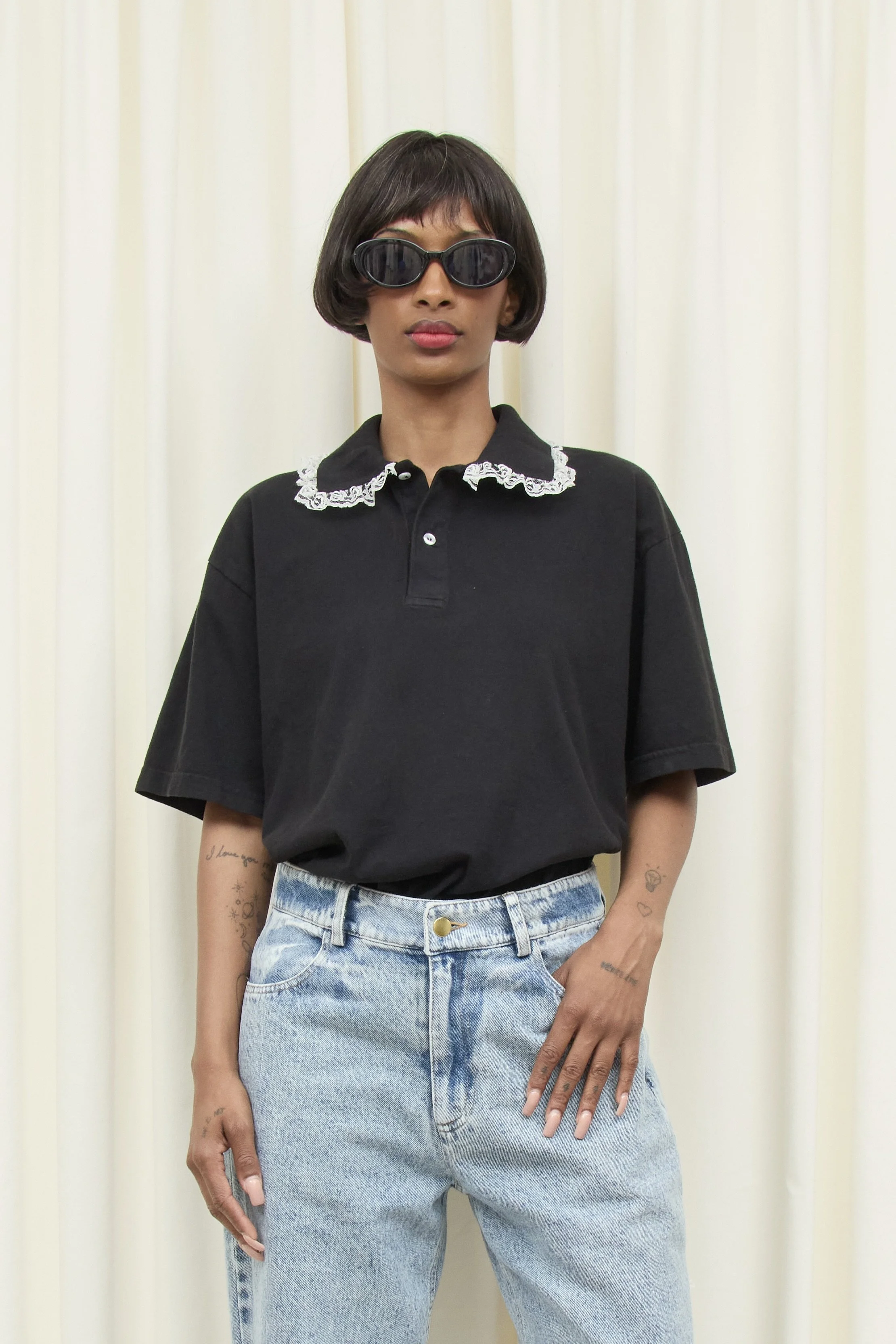 Herlipto Lace Trimmed Ribbon Collar ブラウス Her lip to - 【herlipto】Bow-Tie Lace Trimming Blouse Mの通販 by
